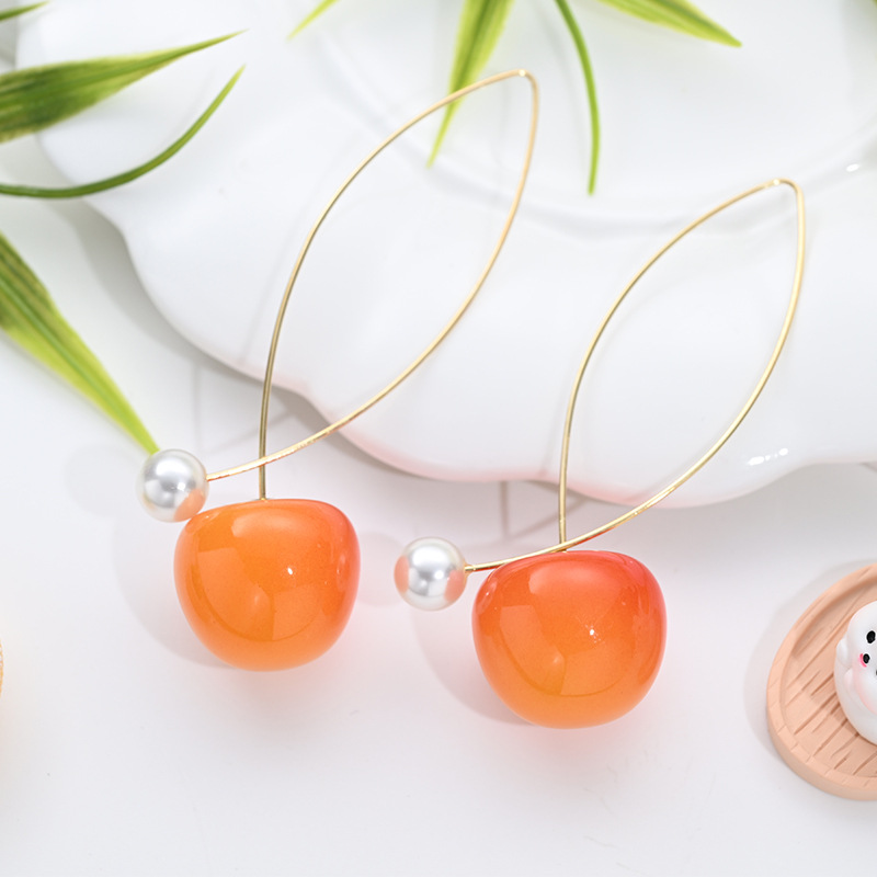 Aretes de cereza roja para mujer – colgante exquisito, fruta de imitación versátil, nuevo estilo