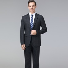 秋冬男士羊毛西服套装中年商务职业高级正装西装新郎结婚礼服外套