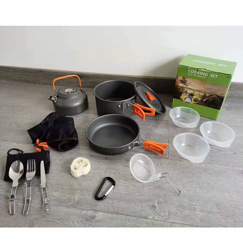 小茶壶组合套锅 野营组合套装锅餐具便携户外炊具锅具 硬质软化铝