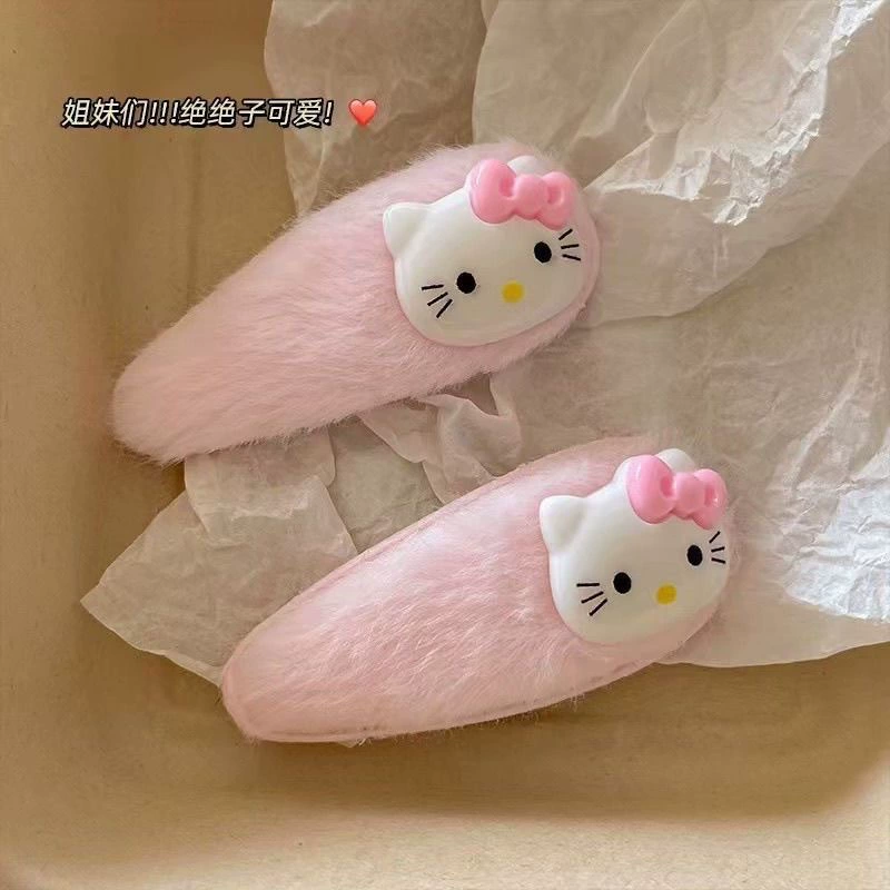 Набор заколок для волос (Hello Kitty) — фуксии кудрявые заколки и резинки, наборы 4–21 штука