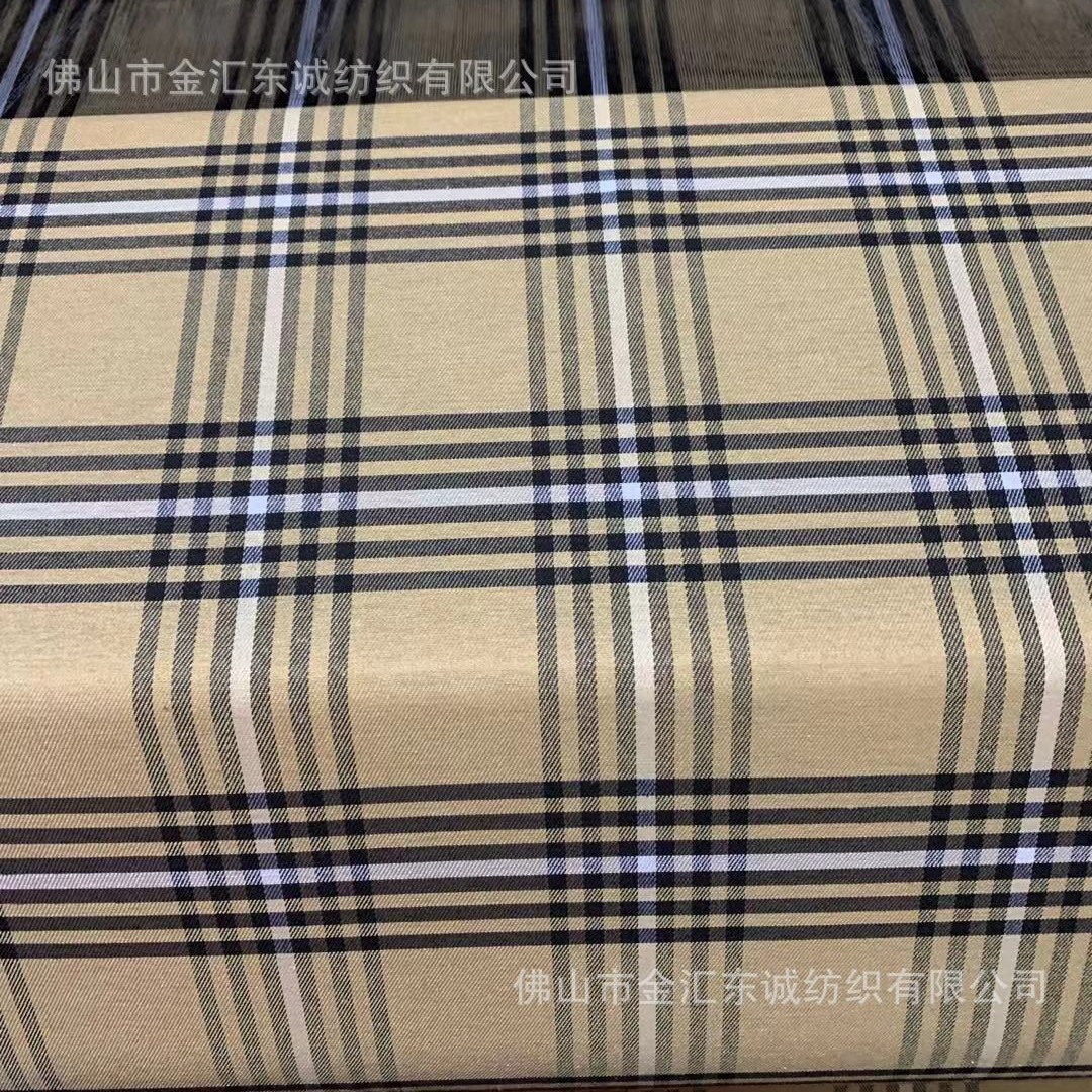 磨毛涤棉斜纹格子布色织加厚黑白提花衬衫面料现货经典提花服装