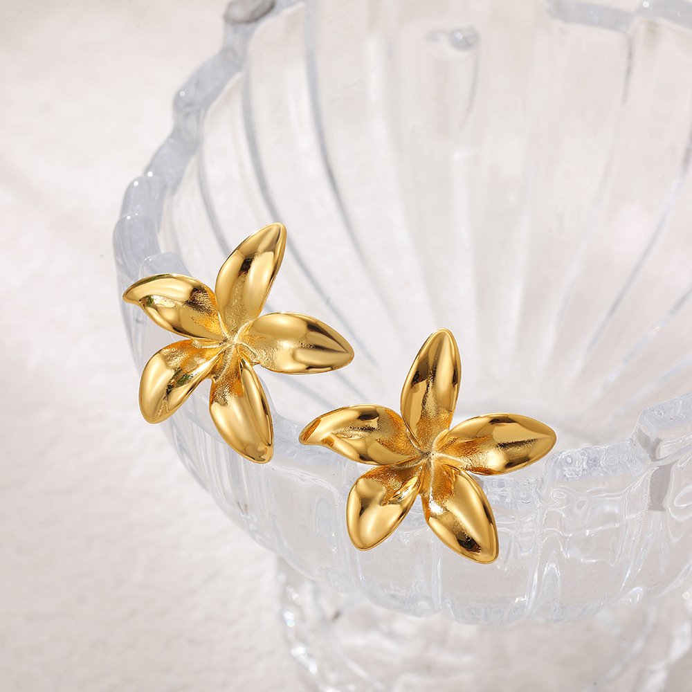13g Weight Titanium Steel Ear Needle Material Ear Studs Classification 1 Pair Quantity Daily Occasion Titanium Steel Material Flower Pattern All Seasons Season Women's Gender Polished Finish Mixed Metal, Plating Design Elegant Style 1 Pair Elegant Flower Mixed Metal Plating Titanium Steel Ear Studs 11