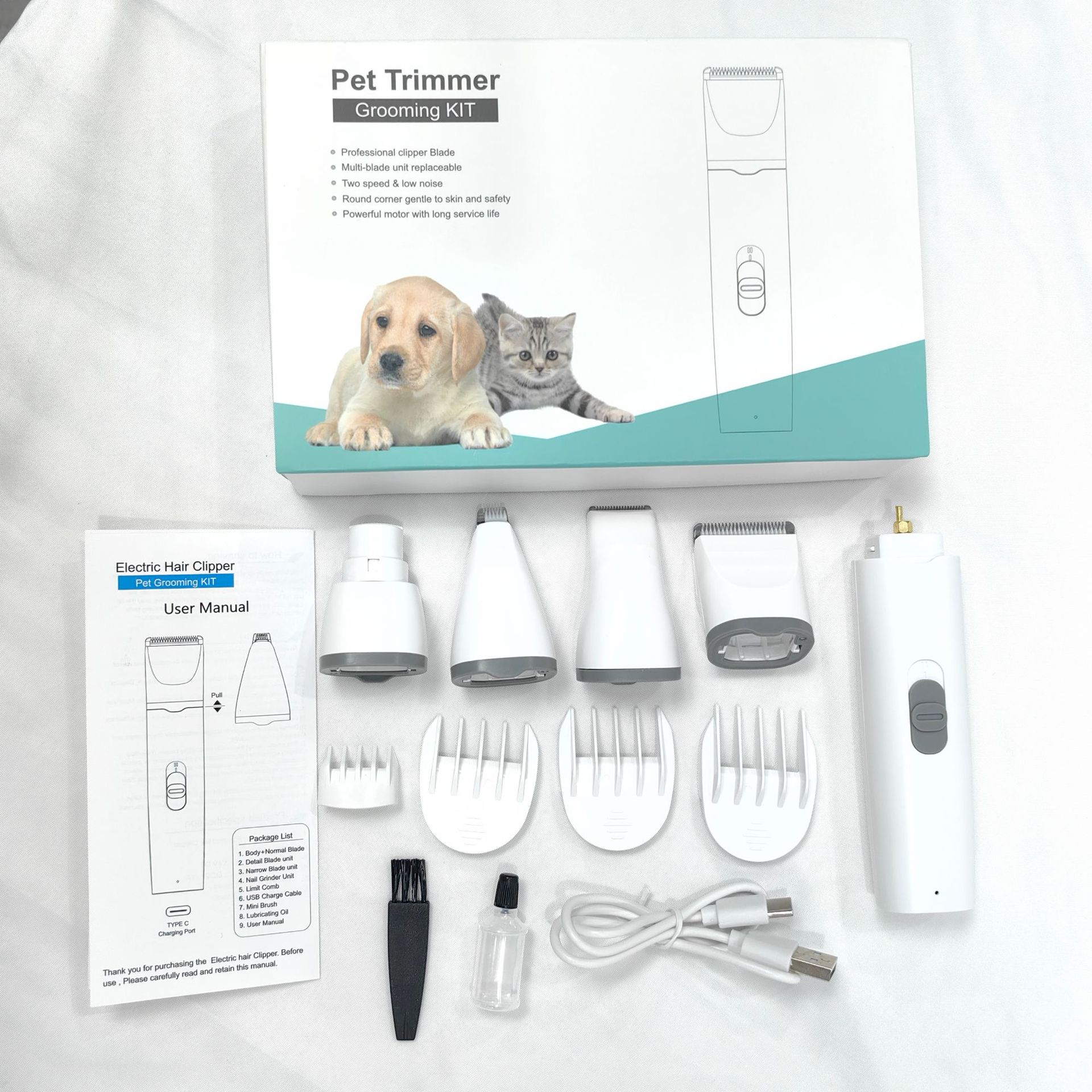 Máquina de afeitar para mascotas, set de cortadoras eléctricas 4 en 1 para cortar las uñas para perros, cortadoras eléctricas para gatos, cortadoras eléctricas