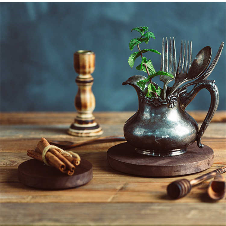 Madera maciza pequeña tabla de cortar estilo retro hermosa comida foto bandeja rectangular de madera apenada estera de té de madera accesorios de fotografía