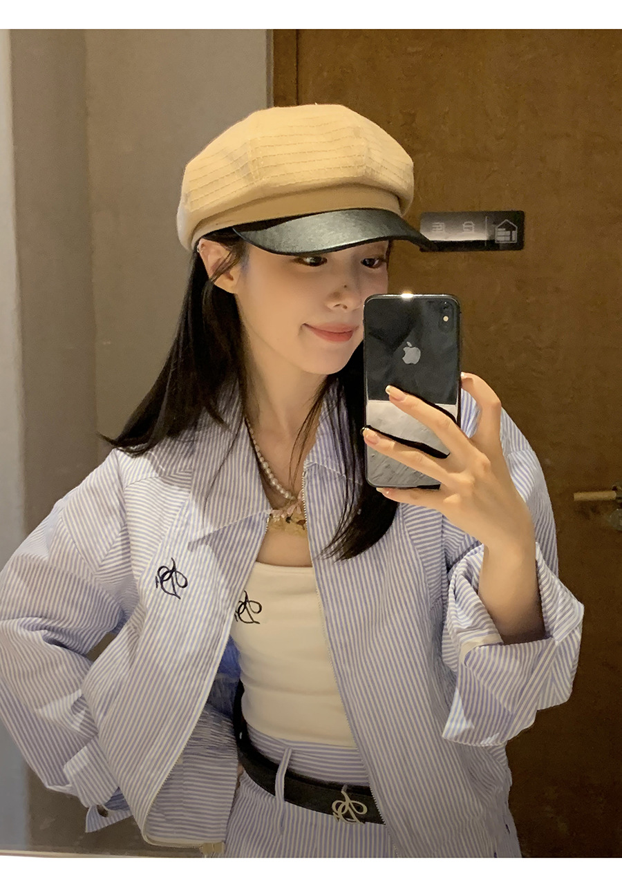 Nieuwe Hot Big Headed Achthoekige Dames Lente en Herfst Baret Show Face Kleine Britse Stijl Vrijetijdskrant Jongen Schilder Hoed_voghion.com