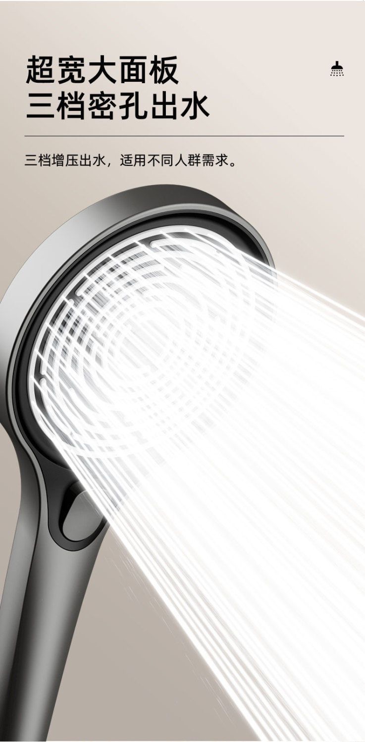 Description Picture 5 of itemNew 13CM Big Pane High Pressure Shower Head 3 Modes Water Saving SPA Spray Nozzle Massage Rainfall Shower Bathroom Accessories