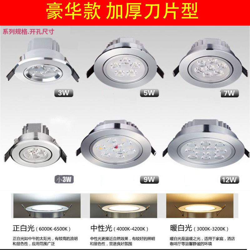 LED embedded downlight for commercial clothing and jewelry stores, bullseye light 3W, living room household spotlight 12W, focusing light