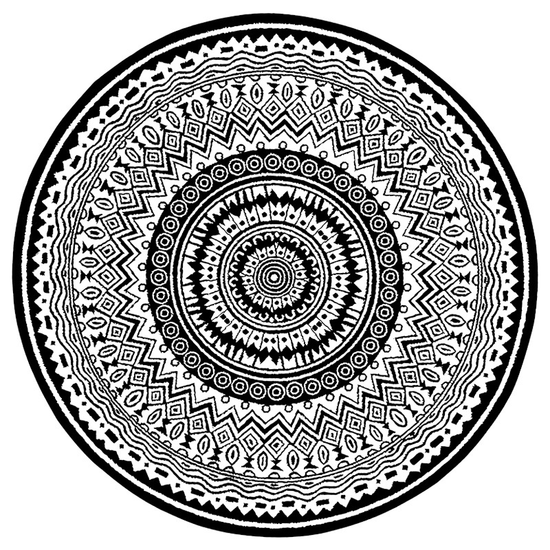 IYR7美式復古圓形地毯輕奢臥室客廳摩洛哥辦公室搖椅電腦地毯墊地