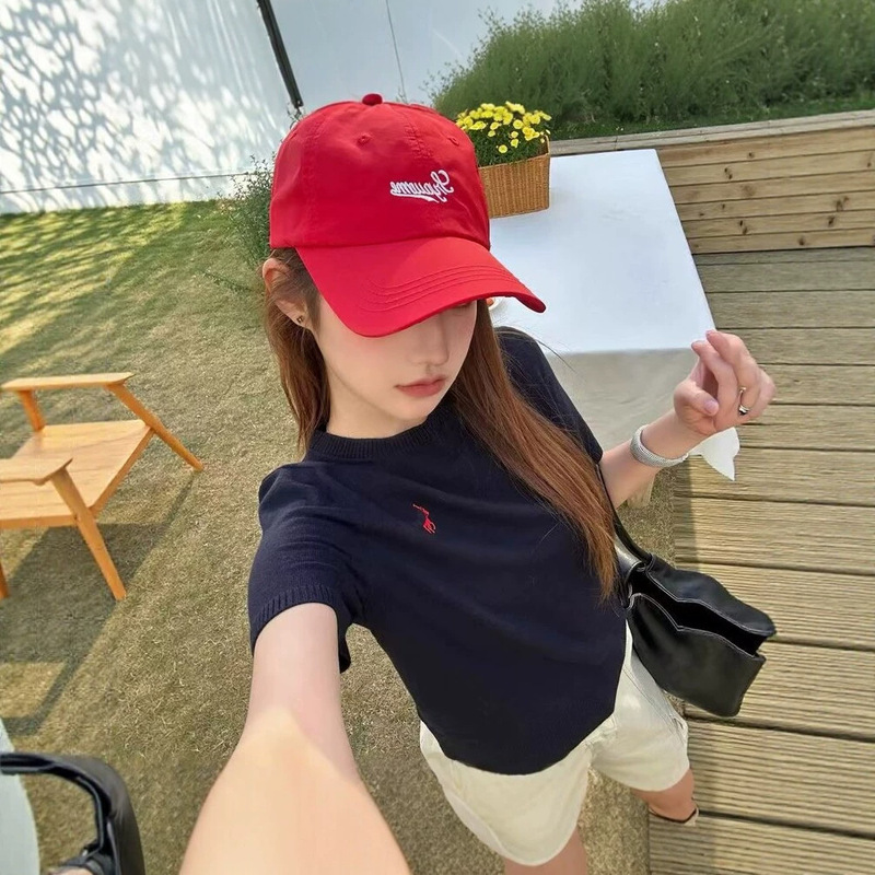 2026 New Model Rl Seven-Color Solid Color Pony Crew Neck Knit Sweater Women's Short-Sleeve Versatile Slim-Fit Regular Shoulder Design 2026 New Model Rl Seven-Color Solid Color Pony Crew Neck Knit Sweater Women's Short-Sleeve Versatile Slim-Fit Regular Shoulder Design