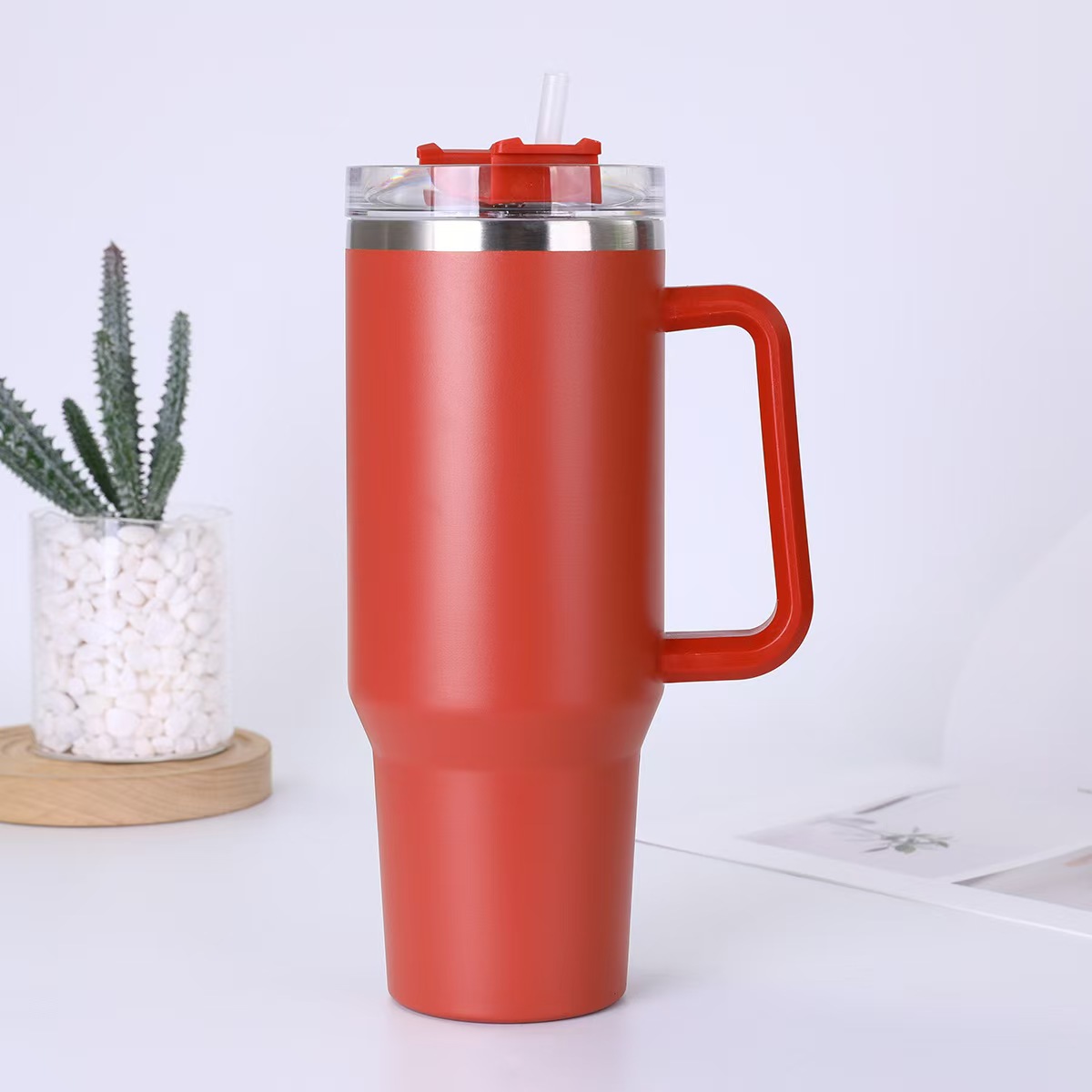 Gran capacidad 40oz mango taza helado taza 304 Acero inoxidable vacío aislado taza coche paja cerveza al por mayor