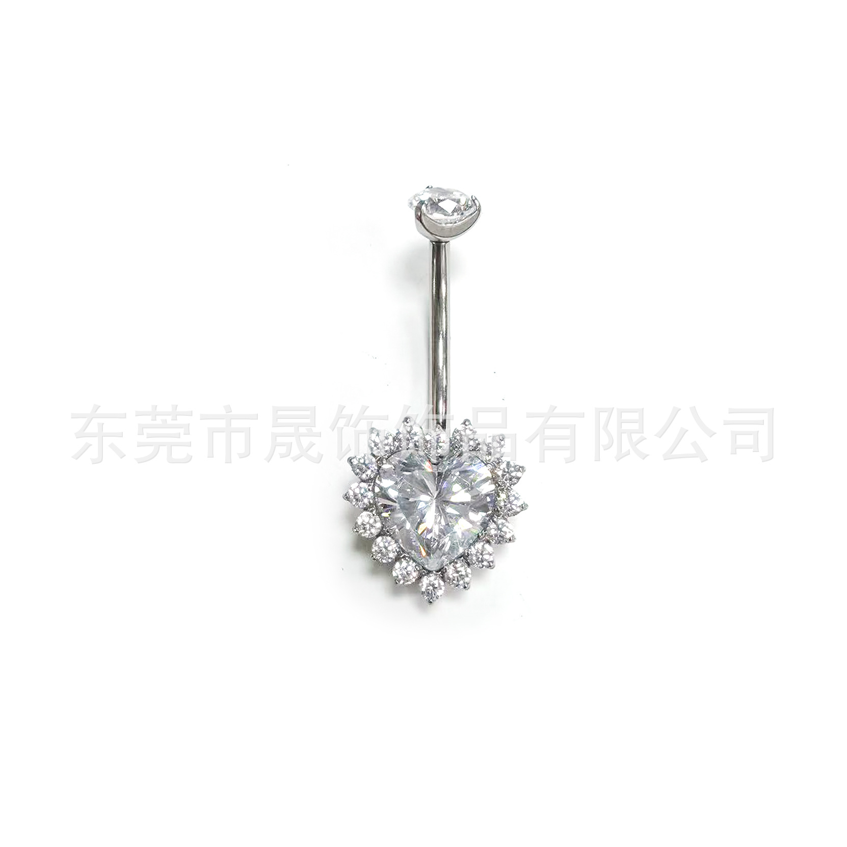 F136 Titanium Alloy Heart 肚 Navel Ring Set With Cubic Zirconia Heart Navel Ring G23 Titanium 人体 Piercing Jewelry 脐饰
