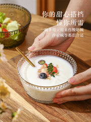 WI25批發輕奢金邊透明玻璃碗家用甜品小碗水果沙拉碗高顏值冰淇淋