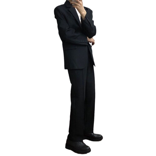2024 Spring and Autumn Men's Suit Jacket Korean Version Loose Design Sense Black Drape Graceful Single Suit Casual Wear 