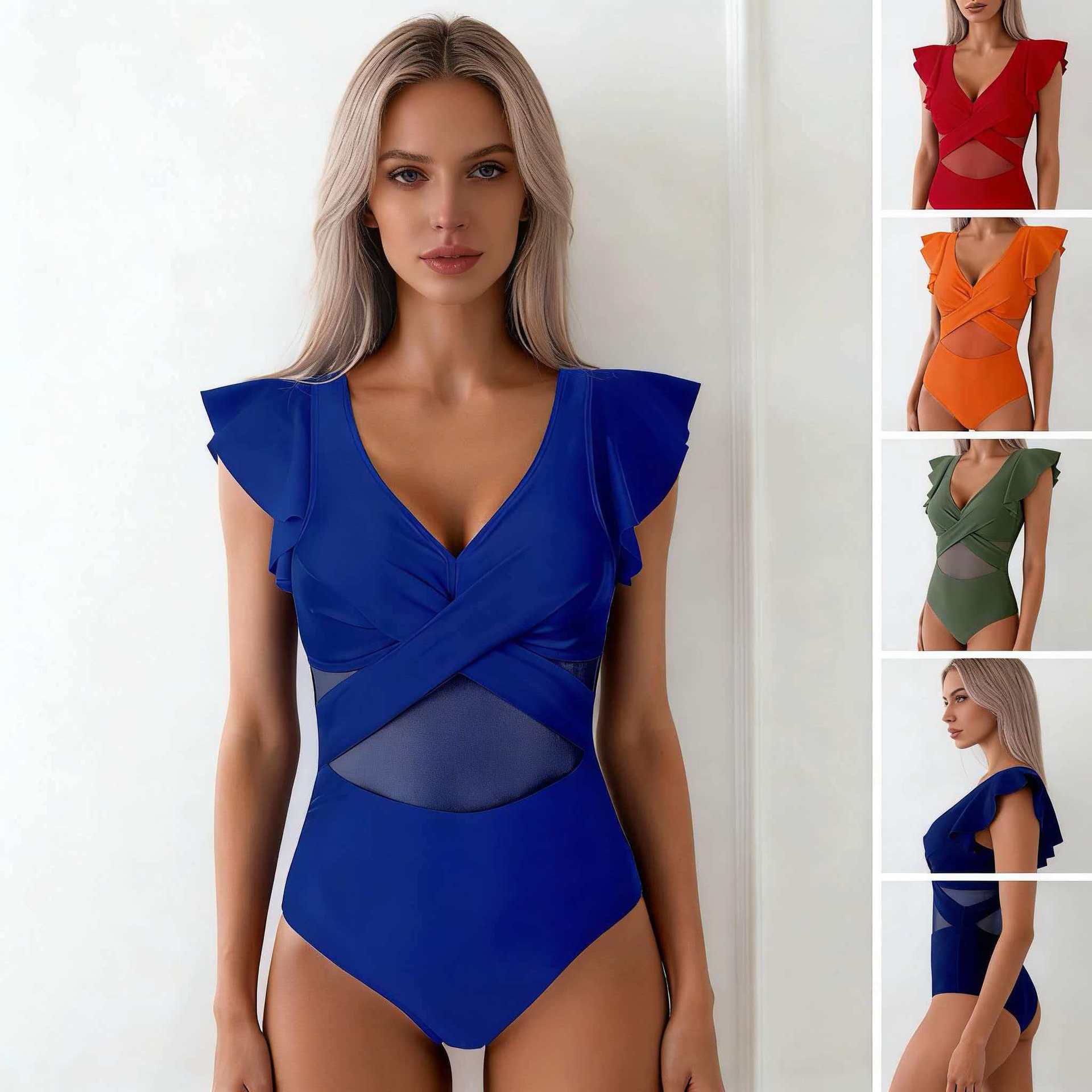 2025 phong cách mới Châu Âu và Mỹ áo tắm Amazon lưới bikini nữ nhanh khô thể thao một mảnh nhà sản xuất xuyên biên giới