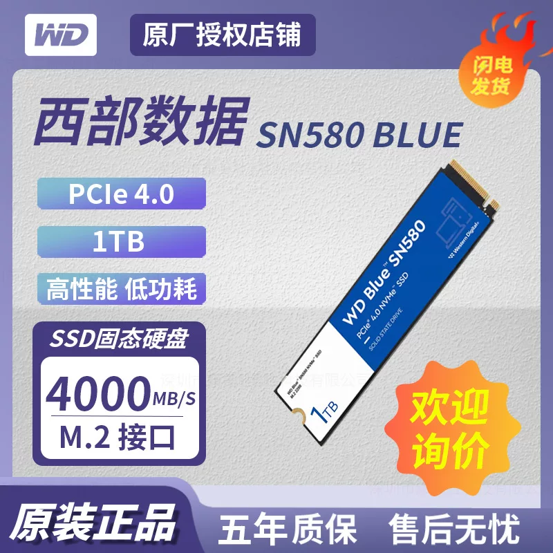 Подходит для Western Digital Blue SN580 1TB для настольного ПК и ноутбука WDS100T3B0E