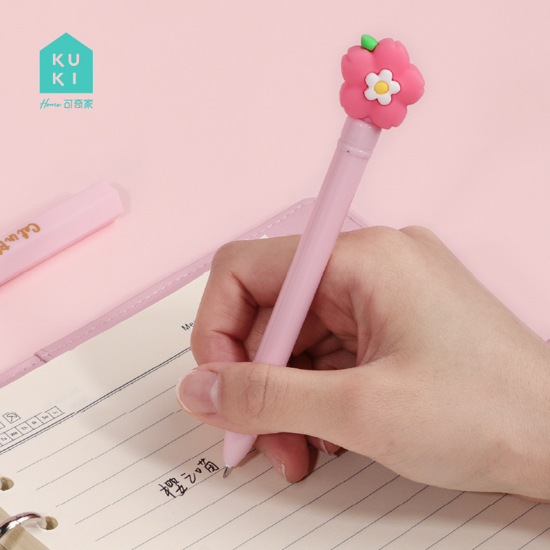 KUKI KOKI familia Sakura gatos bolígrafo neutro adorable creativo hermoso estudiantes chicas bolígrafo de firma negro bolígrafo de papelería image 3