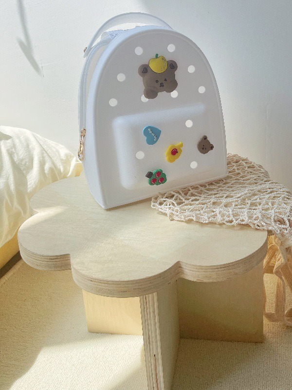 caricatura coreana de silicona lindo animal gelatina mochila para niños bolsas de playa sello caramelo agujero mochila