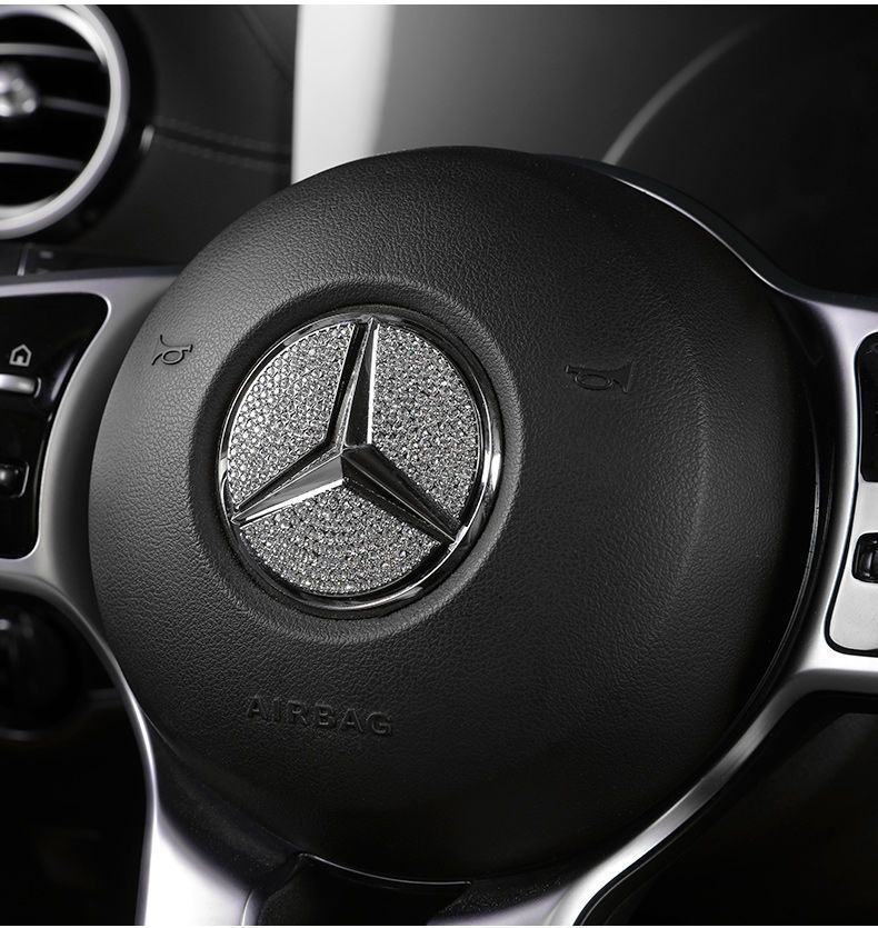 Suitable for the new mercedes benz C/E/A-class GLK/GLA/CLA/GLC steering wheel diamond car logo modified interior stickers