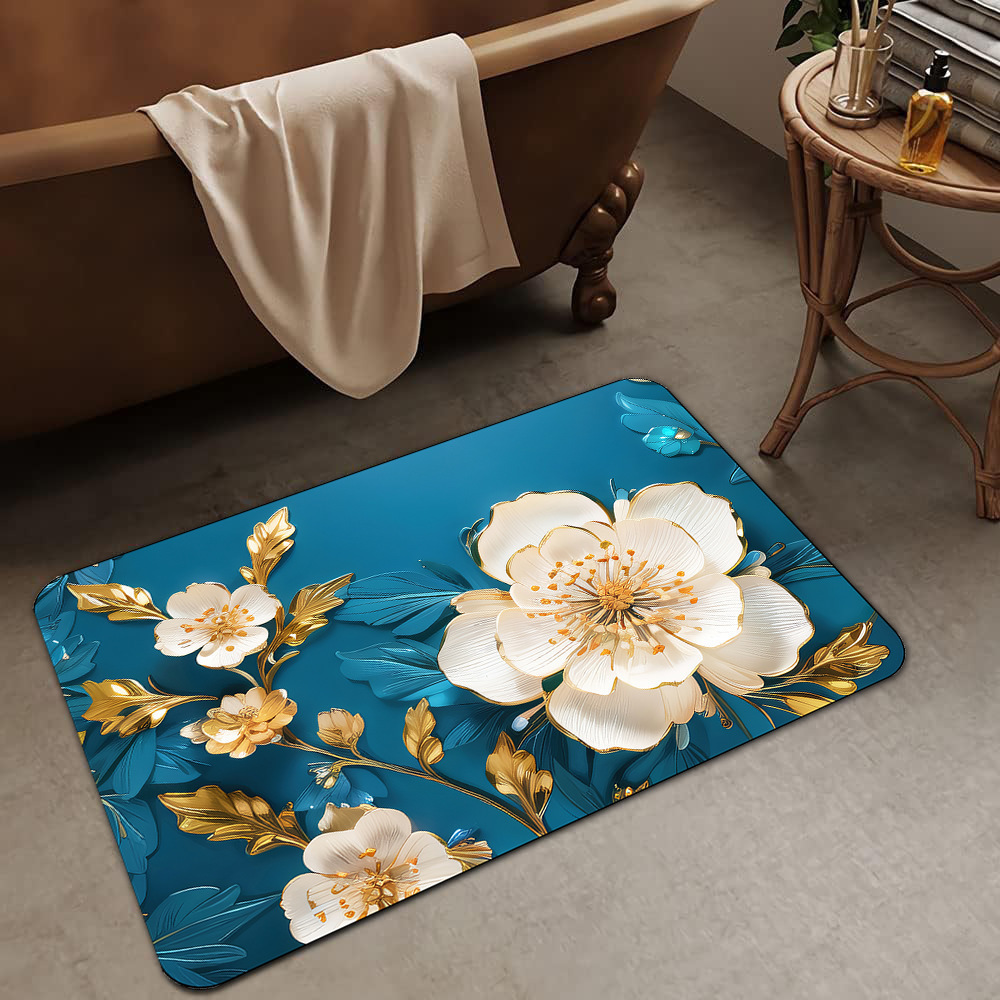 Alfombrilla de barro de diatomeas de flores tridimensionales de lujo ligero transfronterizo, alfombrilla de baño, alfombrilla de pie absorbente y antideslizante para el hogar, alfombrilla de entrada