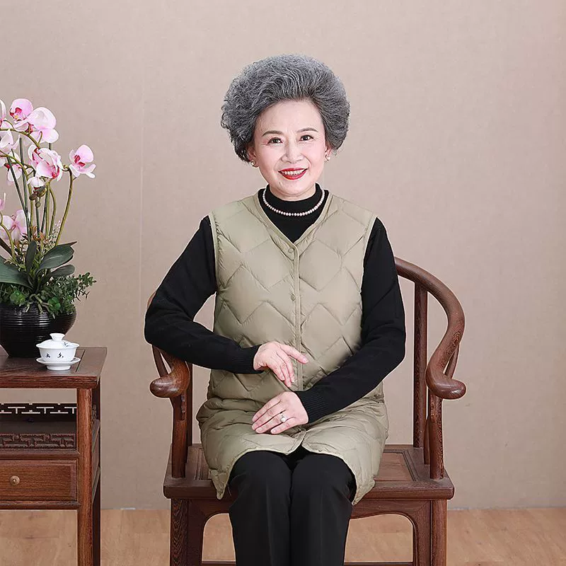 Жилет среднего и пожилого возраста для мамы, легкий и легкий пуховик с круглым вырезом