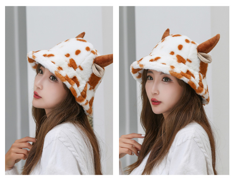 Women's Cartoon Style Cute Basic Cattle Wide Eaves Bucket Hat display picture 1