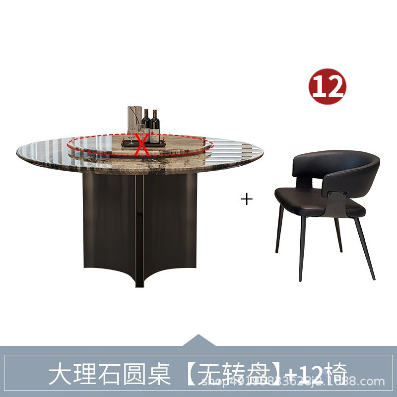 Mesa de Comedor Redonda de Mármol y Acero Inoxidable con Almacenamiento para Restaurante