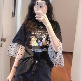 大码夏季新款洋气减龄显瘦黑色宽松短袖T恤女胖mm300斤