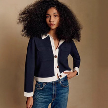 纯元原单SZ羊毛撞色翻领口袋开衫南油高端品牌高级感女装批发