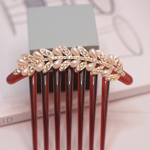 Yiwu Pearl Seven-Tooth Hair Comb Hair Rhinestone Women's Acrylic Hairpin Hair Accessories Wholesale