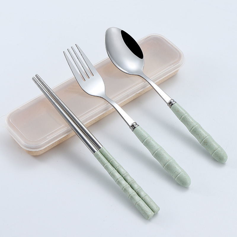 유러피언 그린-[숟가락+젓가락+포크+수납함] 4종세트