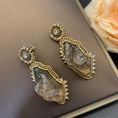 『翠羽明』中古ヴィンテージ優雅で洗練された高級デザイン感イヤリングレトロ宮廷風ピアス