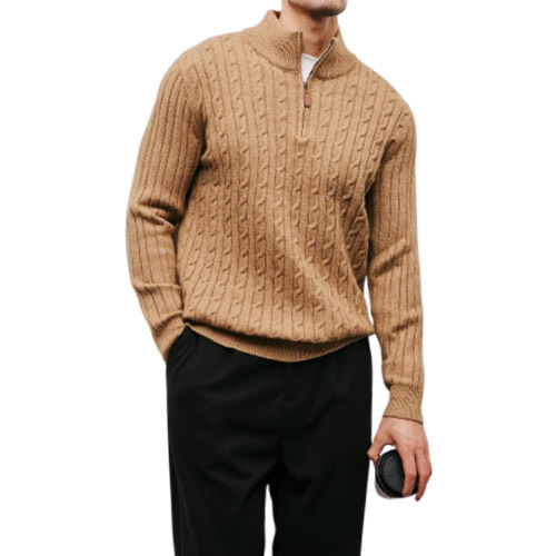 Explosiones transfronterizas de tamaño europeo medio cremallera jersey de hilado suéter hombre viejo viento de negocios otoño invierno fábrica al por mayor