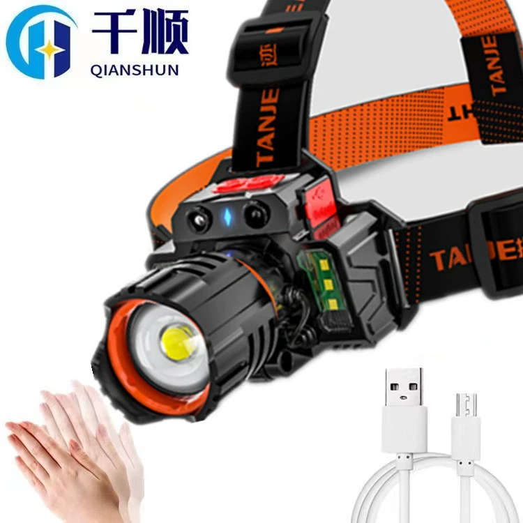 LED фонарь, суперяркий туристический индукционный шахтерский фонарь