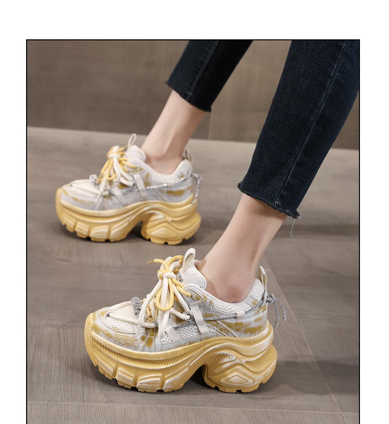 Giày sneaker nữ đế dày độn cao mặt lưới thoáng khí phong cách thể thao — Màu trắng chi tiết 12