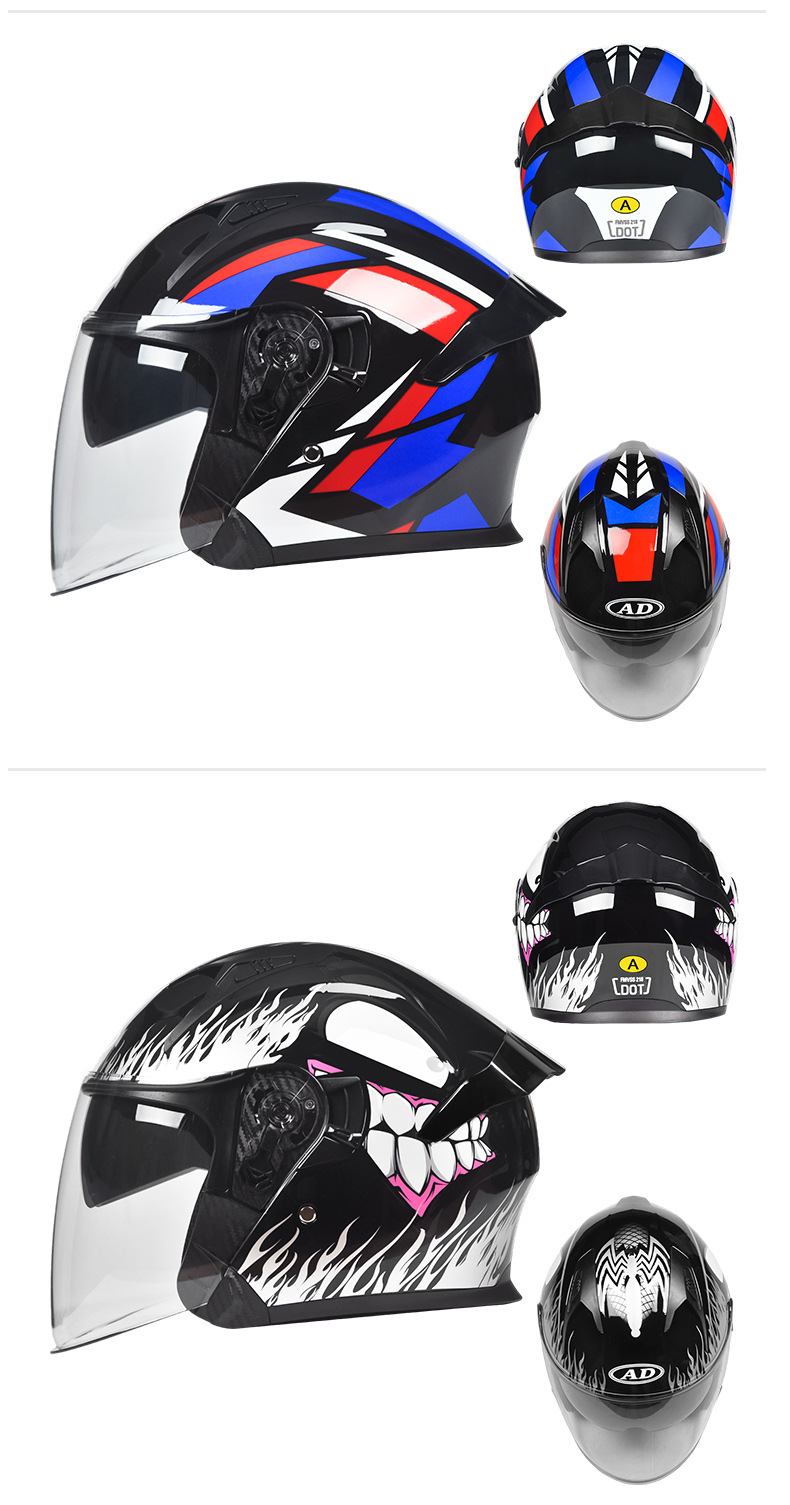 AD electric motorcycle helmet for men and women, suitable for all seasons, 3C certified, three-quarter half helmet for scooters and motorcycles