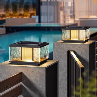 Door Pillar Head Solar Lamp Courtyard Wall Gate Pillar Lamp Courtyard Entrance Pillar Lamp Outdoor Villa Fence Courtyard Lamp