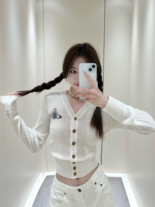 供南油！vivi初秋新款刺绣针织衫纯欲少女长袖开衫|undefined