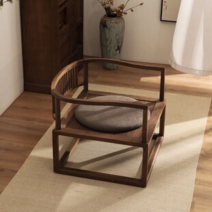 New Chinese-style North American Black Walnut Chair Circle Chair Dining Chair Zen Tea Chair Armchair Book Chair Solid Wood Furniture