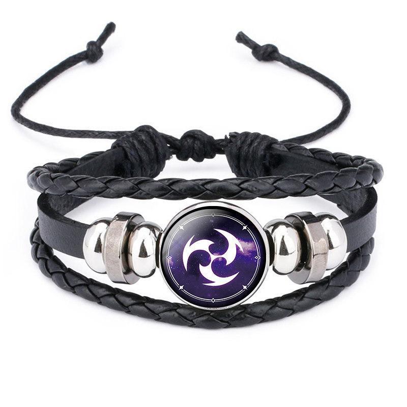 Original Dios tiempo periférico gema cuero negro luminoso anime juego ojo pulsera hombres y mujeres joyería en stock al por mayor