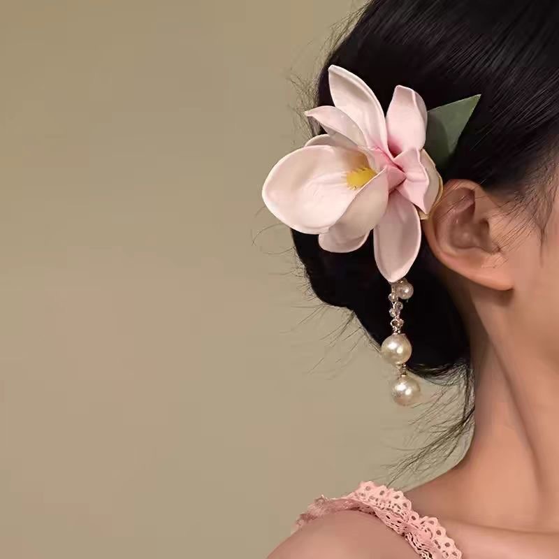 ライトピンク模擬ヘアピンヘアアクセサリー花女性のヘアピンスタイルサイドヘッドドレス桜雰囲気写真春 4|undefined