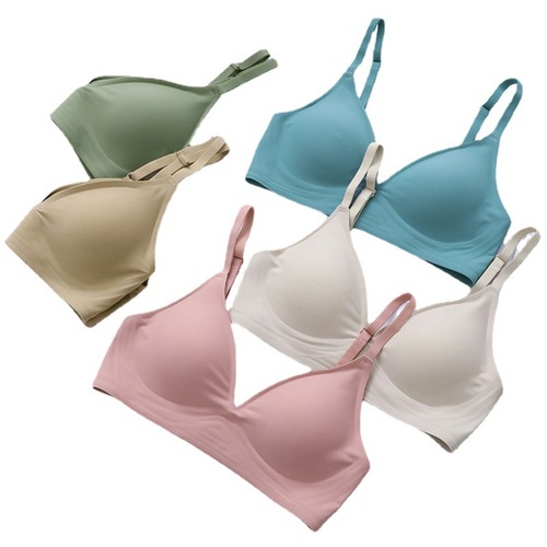 Korean Nude Expansion Bra Set Women's Seamless Wire-Free Underwear Thickened Small Breast Gathering Comes with Three Pairs of Breast Pads