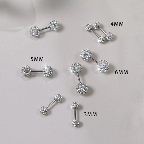 Fashion OL hot selling soft pottery full diamond ball earrings light luxury high quality ear bone nails titanium steel ear hole screw screw earrings