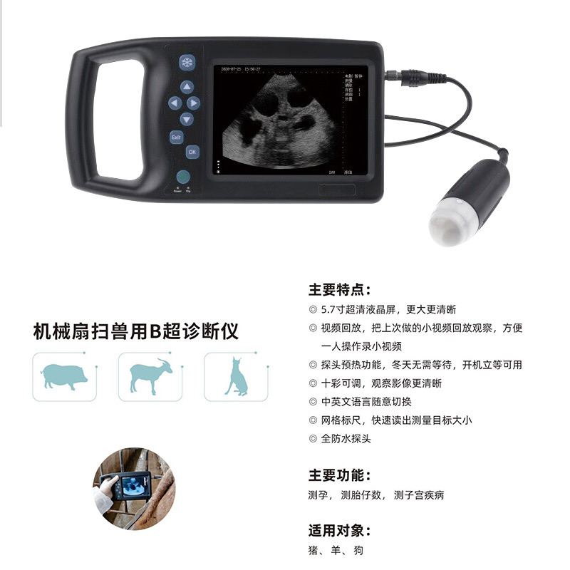 Fábrica de fuente de detector ultrasónico portátil de ultrasonido B de alta definición para perros y gatos, ganado, ovejas, cerdos, caballos y animales