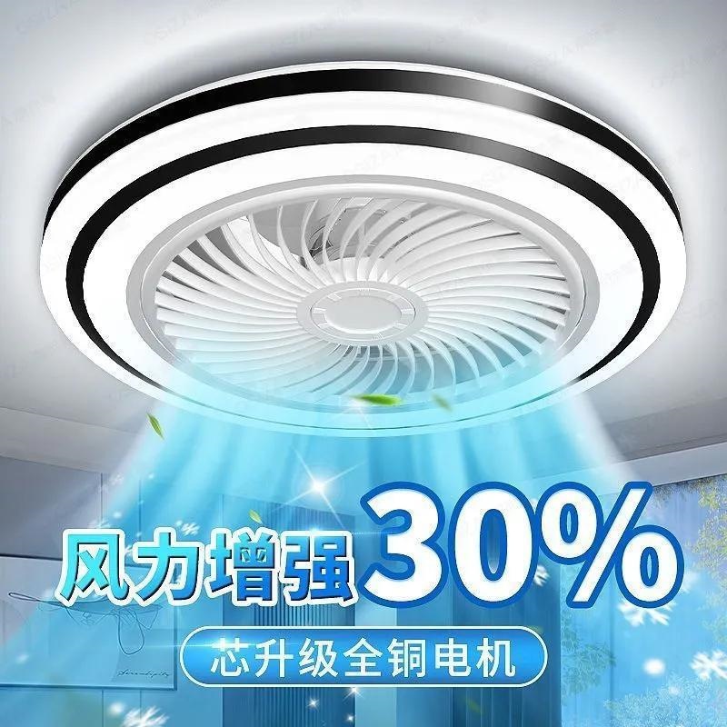 New ultra-thin bedroom fan light for rooms and dining rooms, copper inverter, household silent integrated lighting, Zhongshan lighting wholesale.