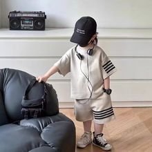 男女中大童2025夏季新款运动套装休闲炸街短袖短裤男孩帅气两件套