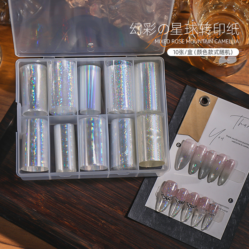 Red de Internet, papel de transferencia de color mágico intermitente, arte de uñas, nueva y exquisita malla tridimensional, patrón de escamas de pescado, arte de uñas, pequeño libro rojo, venta al por mayor