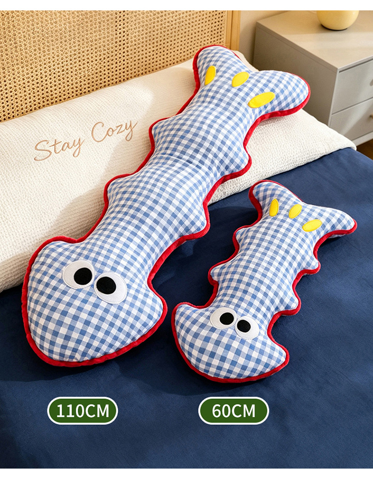 Cross-border dopamine fishbone plush pillow toy for children, long leg-hugging sleeping doll, gift for girls, wholesale