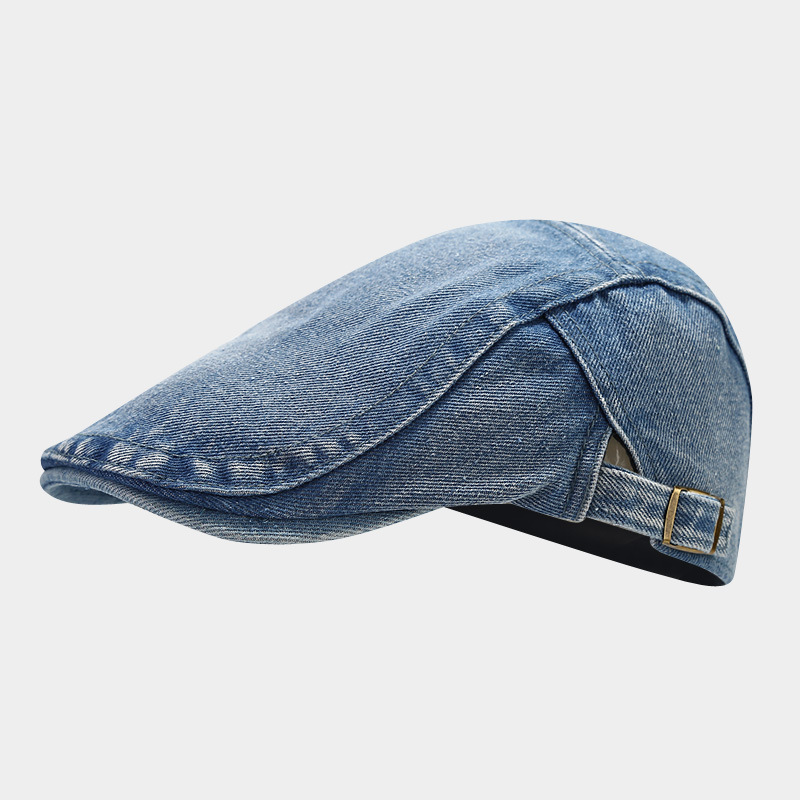 Otoño nuevo Denim sombrero delantero moda retro boina de ala corta de Europa y América calle lavada casquillo enarbolado moda image 10