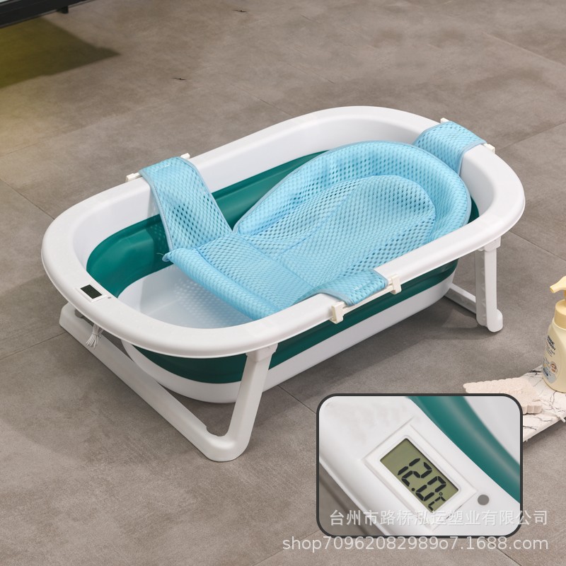Baño de bebé sensible a la temperatura Baño de bebé alargo y ensanchado Baño de bebé Baño plegable doméstico Puede sentarse y acostarse Baño de bebé