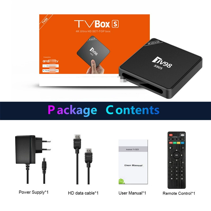 TV98 S905 2.4G WiFi Android 12 -сет -топ бокс 4K сетевой телевизионный бокс иностранная торговля TV BO